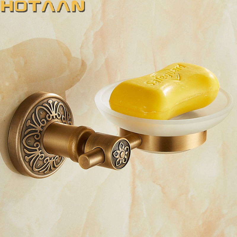 Glass Soap Dish - Massief Aluminium Wandmontage Antiek Messing Kleur