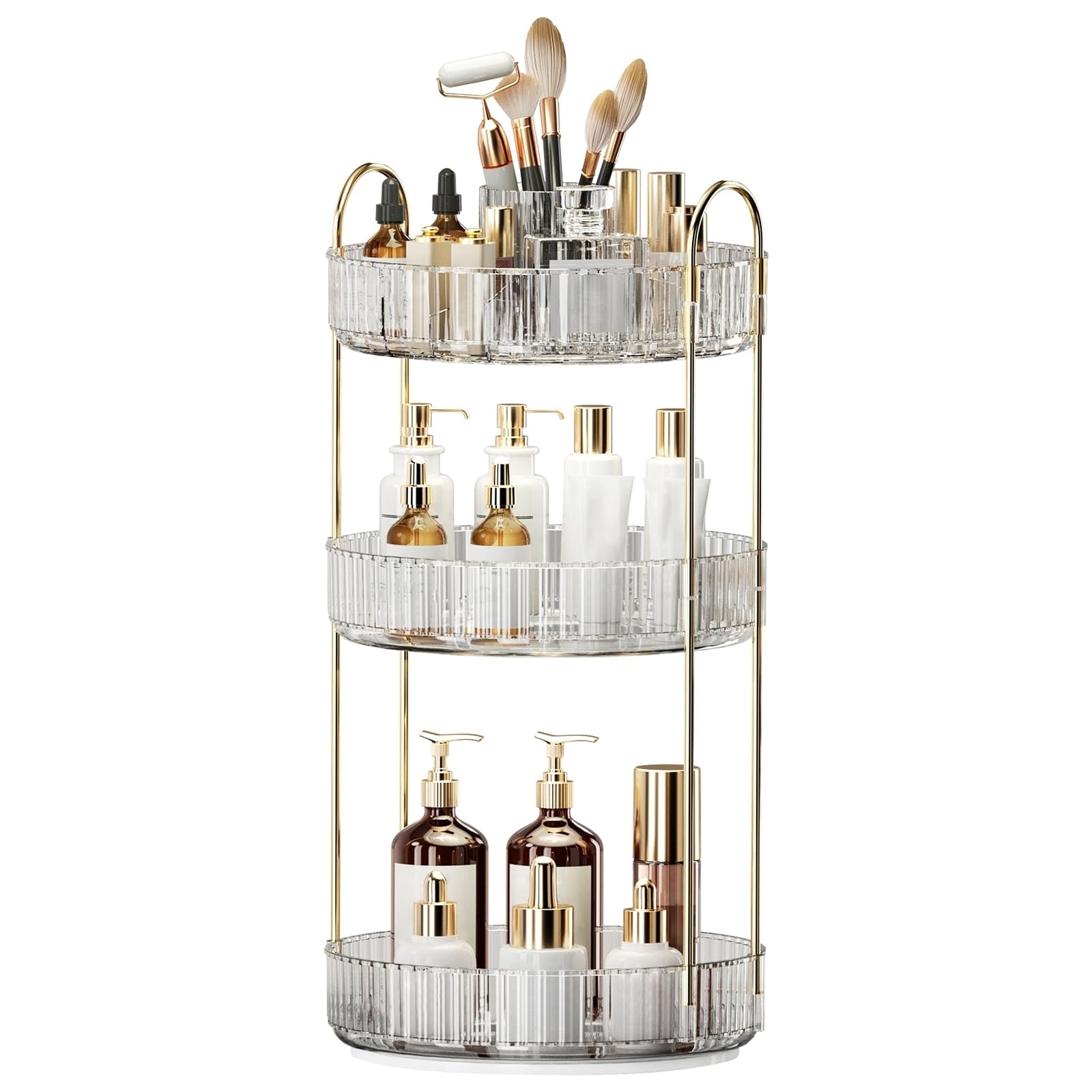 Home Essentials Bathroom Storage - 360° Draaibare Make-up Organizer, 3-Laags Transparante
