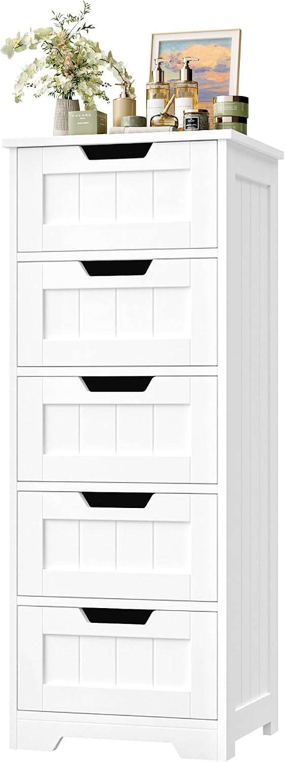 Home Bathroom Furniture - Vrijstaande badkameropbergkast, houten vloerorganizer met vijf