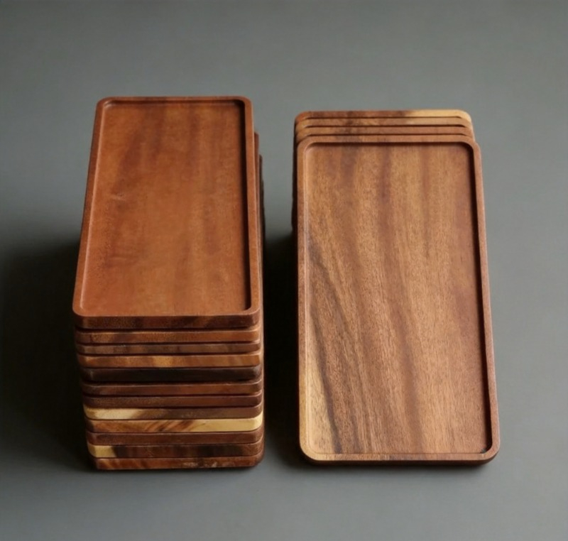 Home Bathroom Vanity - Natuurlijk houten rechthoekig dienblad voor voedsel,