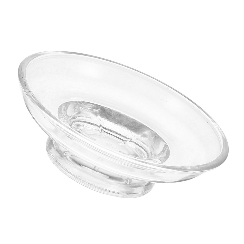 Glass Soap Dish - Glazen zeepbakje, transparant mat, rond, zeephouder