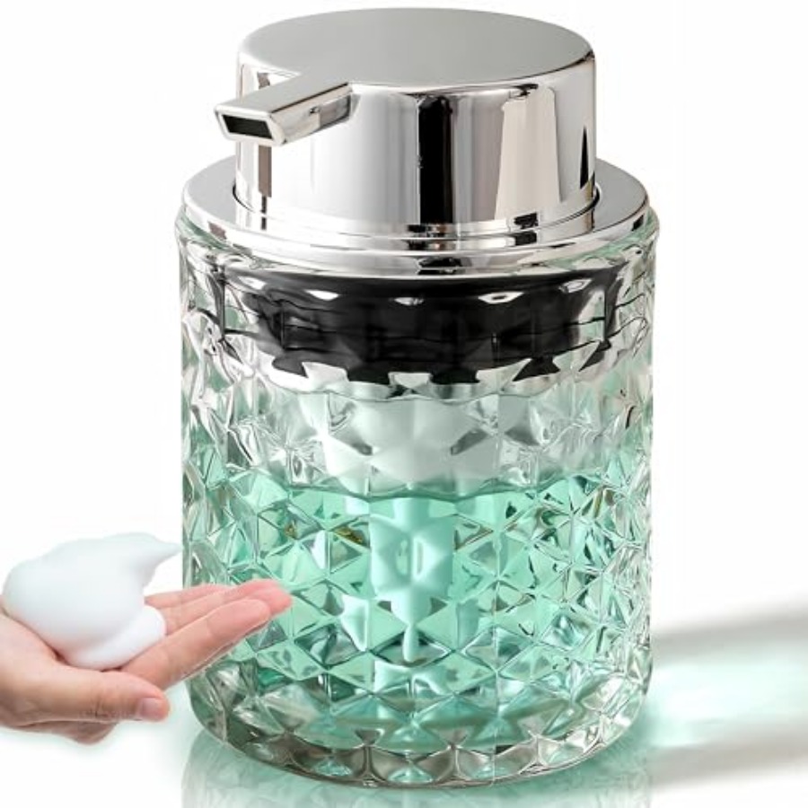 Glass Soap Dish - Schuimende handzeepdispenser, navulbare glazen schuimpompfles voor