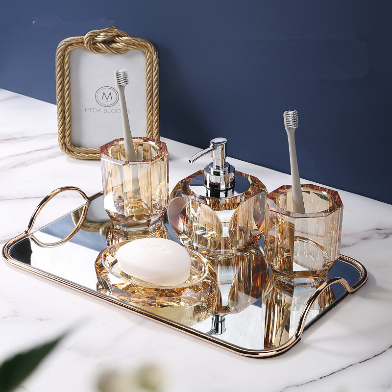 Glass Soap Dish - Badkamer Set Kristalglas Zeepdispenser & Schotel