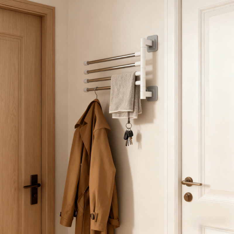 Home Essentials Bathroom Rack - Modern minimalistische zwevende handdoekenrek met draaibare
