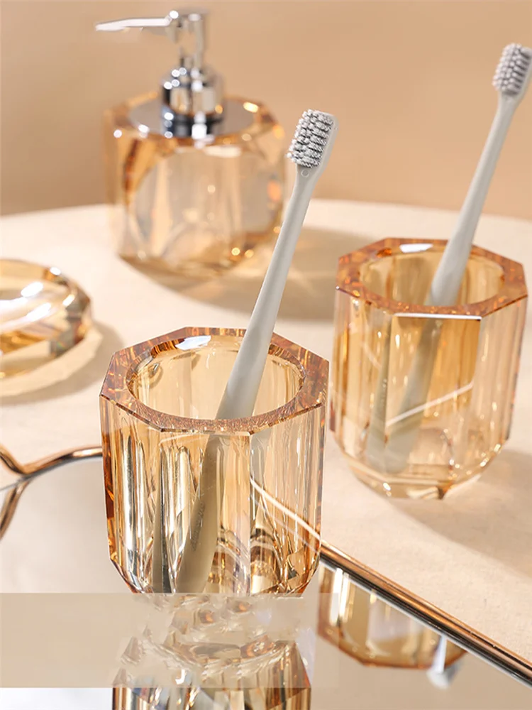 Glass Soap Dish - Badkamerset Kristalglas Zeepdispenser en Schotel Tandenborstelhouder