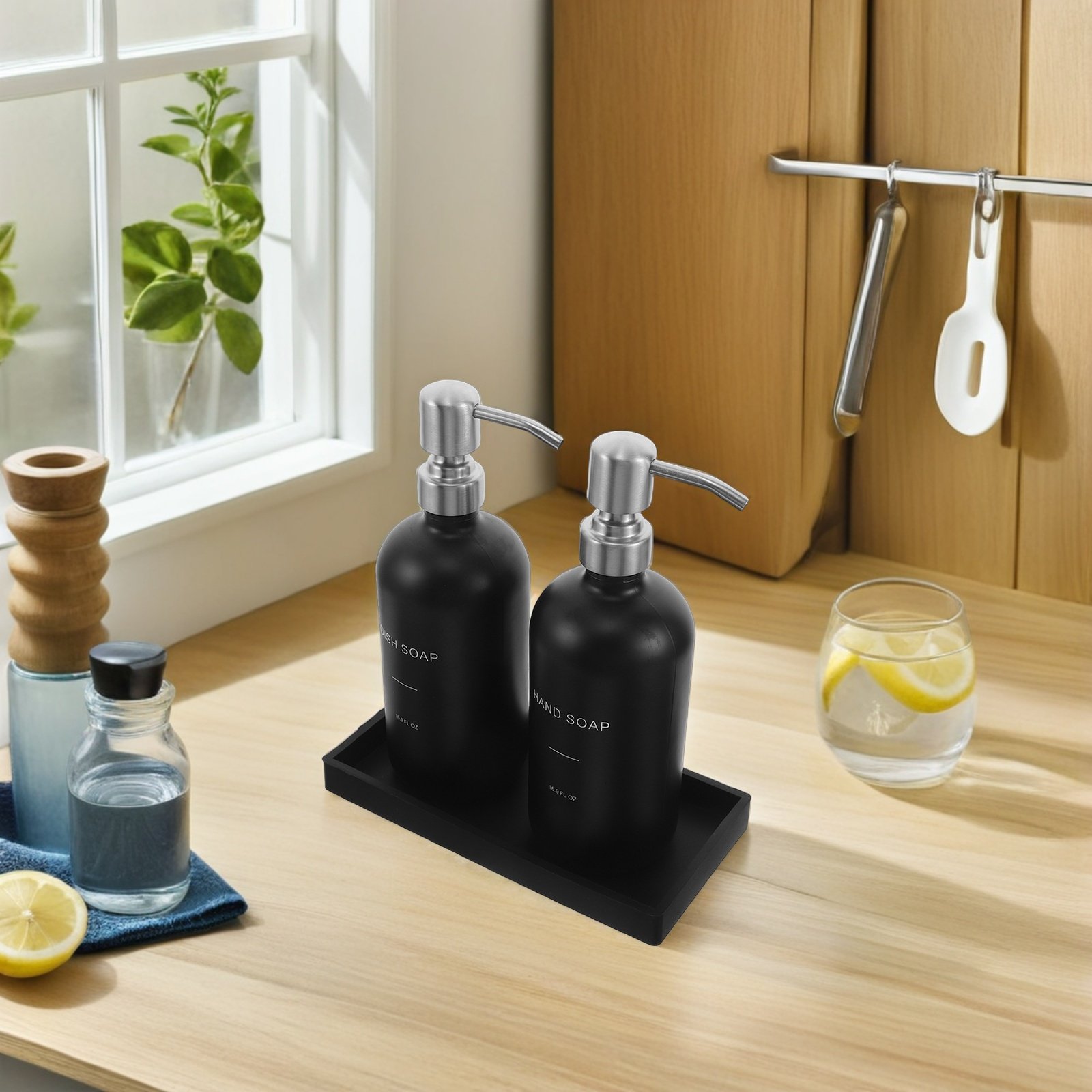 Glass Soap Dish - 1 Set Glazen Zeepdispenser Set 500Ml
