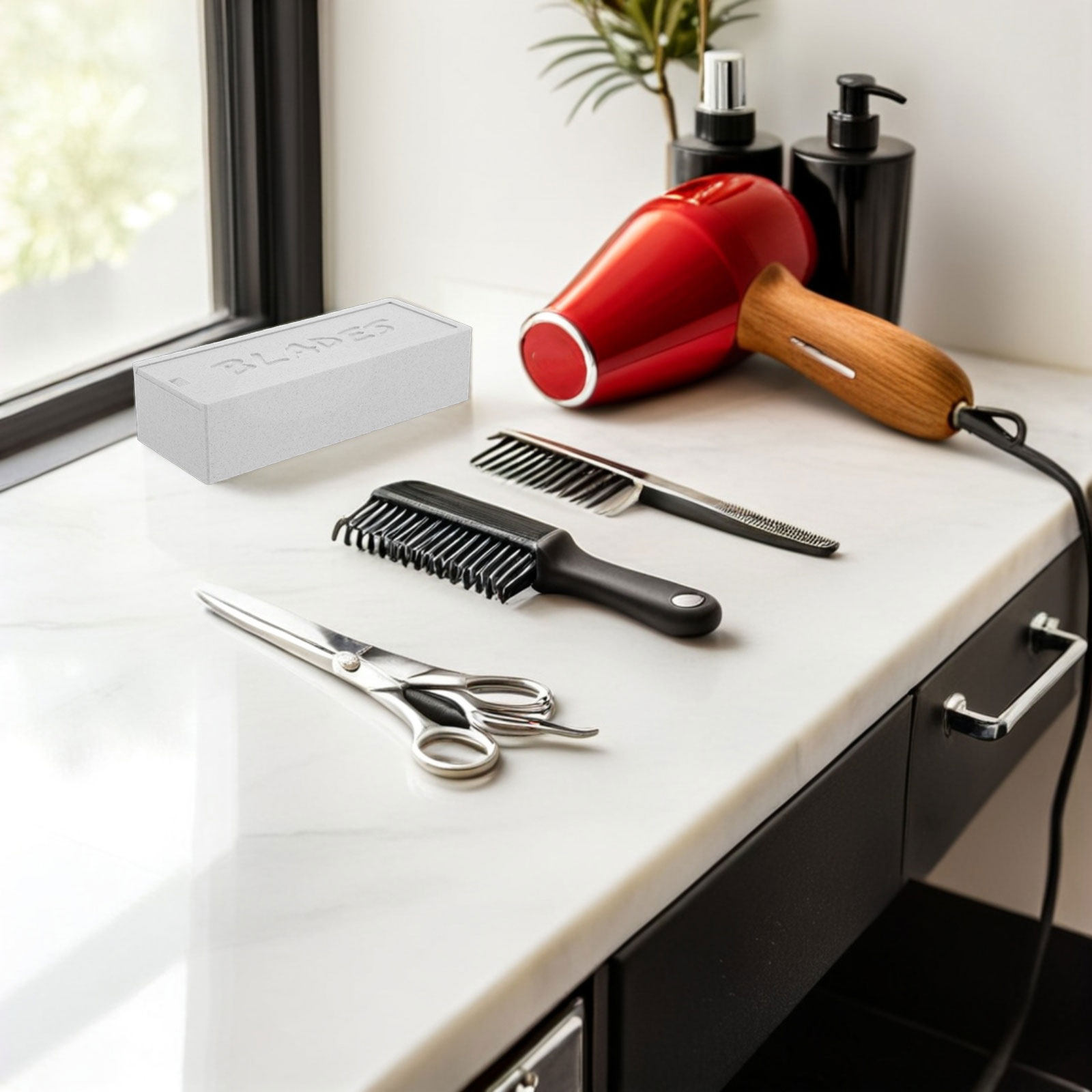 Home One Bathroom Accessories - Bruine dubbelcompartimentige opbergkoffer voor scheermesjes, plastic