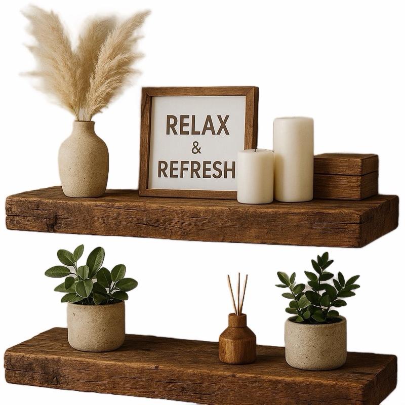 Home Bathroom Organizer - 2 stuks rustieke houten zwevende planken,
