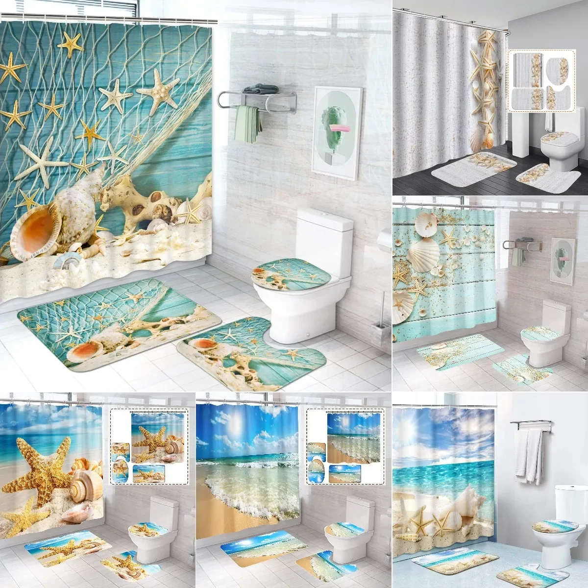 Zara Home Bathroom Rug - Hoge Kwaliteit Polyester Stof Douchegordijn Strandschelp