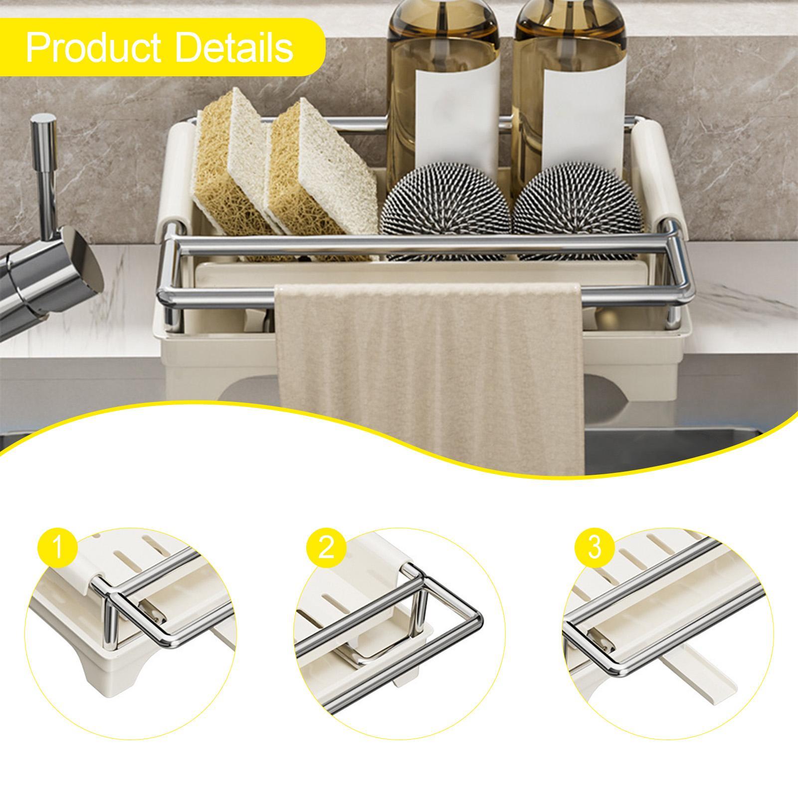 Home Essentials Bathroom Rack - Sponshouder voor de keukenkraan, roestvrij staal,