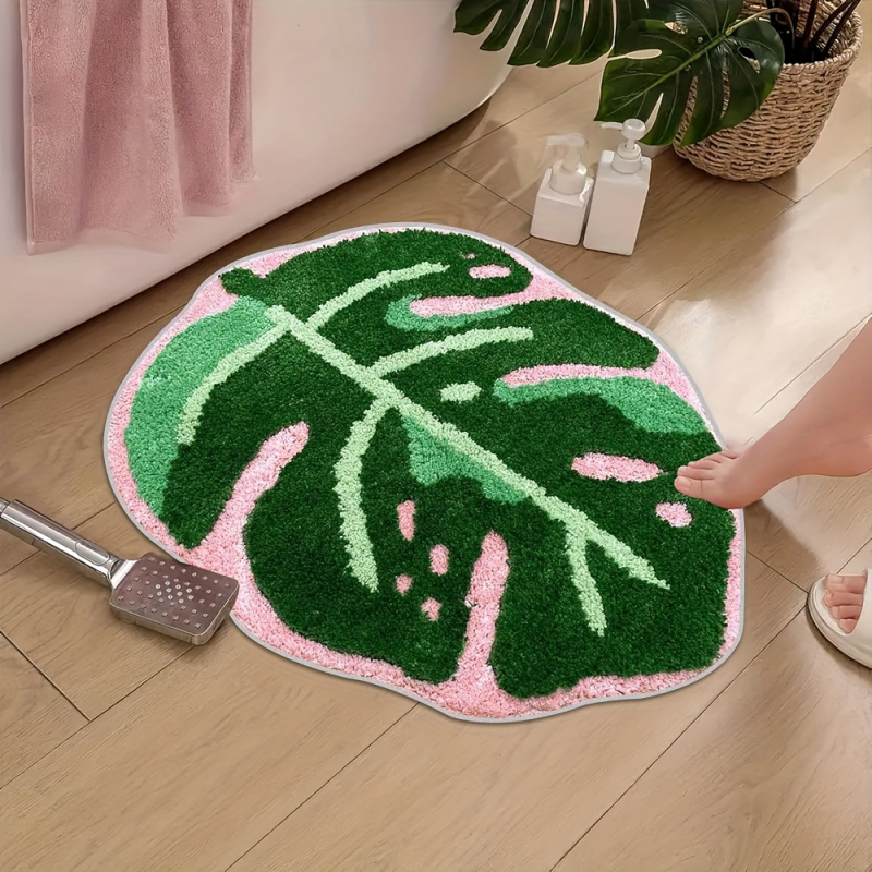 Zara Home Bathroom Rug - VIKAMA Roze Tropisch Blad Pluche Tapijt