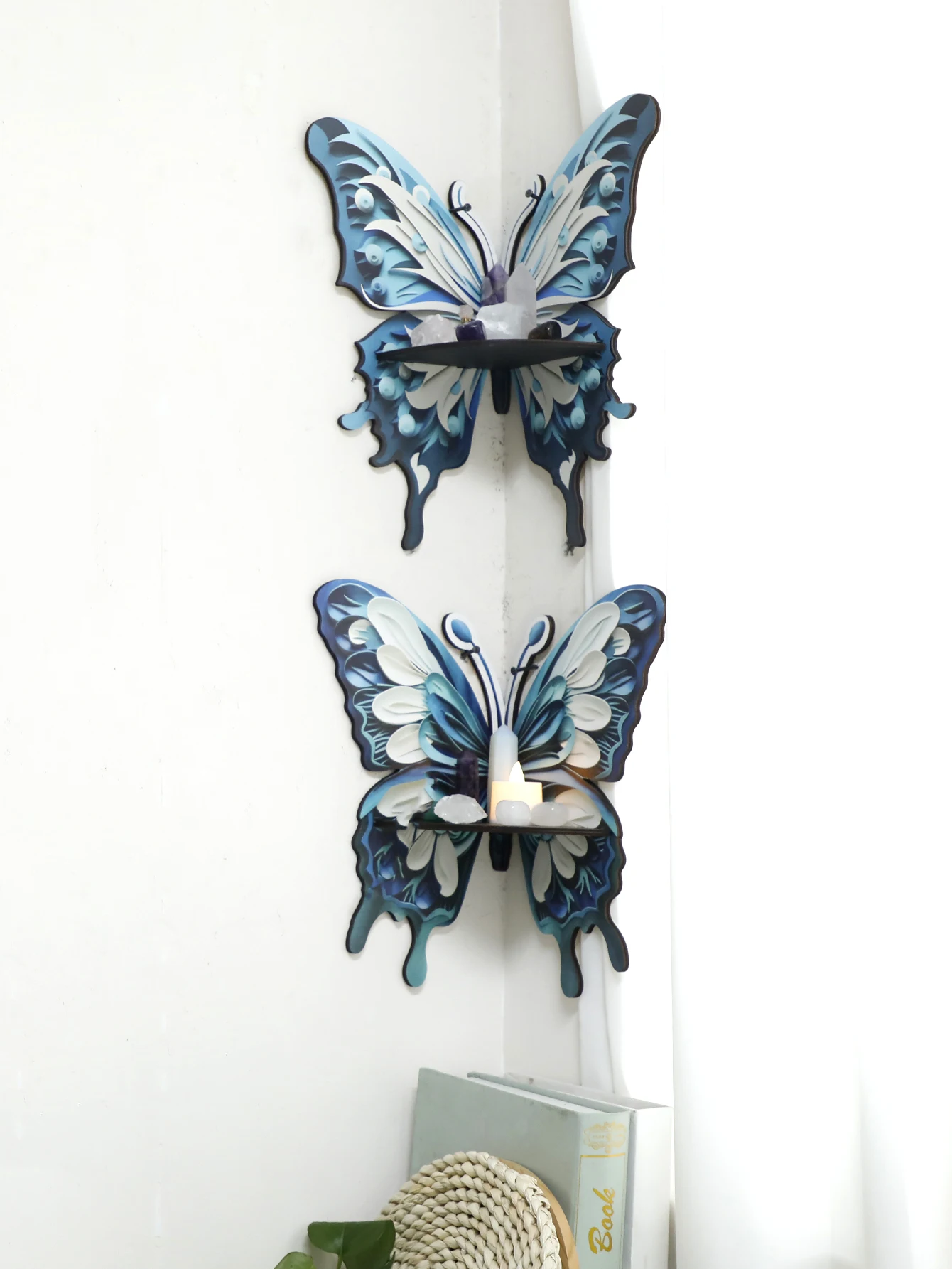 Drie kleuren vlinder kristalle - Home Essentials Bathroom Rack recensie en prijs
